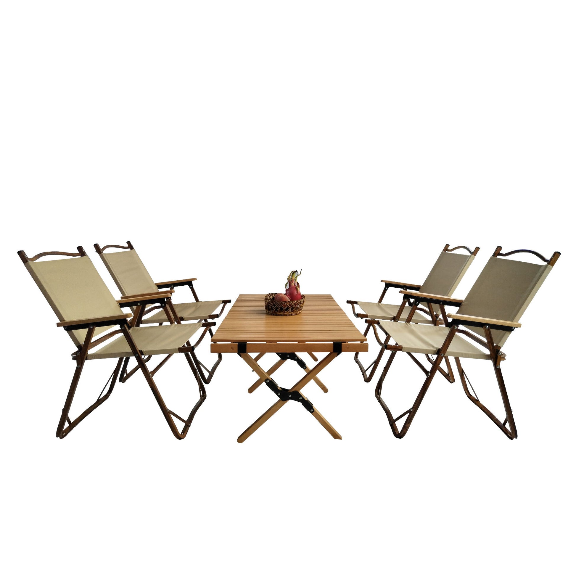 5 Pieces Dining Set, Multi-Function Foldable And Portable, 1 Dining Table & 4 Folding Chairs, Indoor And Outdoor Universal For Children - Natural Home Essentials