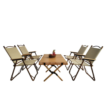 5 Pieces Dining Set, Multi-Function Foldable And Portable, 1 Dining Table & 4 Folding Chairs, Indoor And Outdoor Universal For Children - Natural Home Essentials