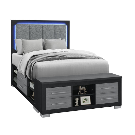 Emilia - Bed With Storage And LED Lighting Global Furniture USA