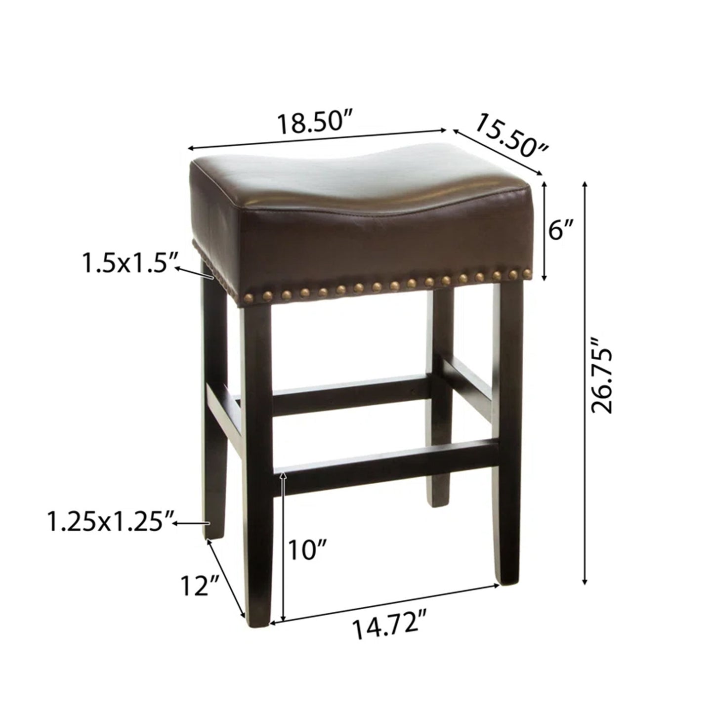Soltique - Backless Dining Counter Stool With Nailhead Trim (Set of 2) Noble House