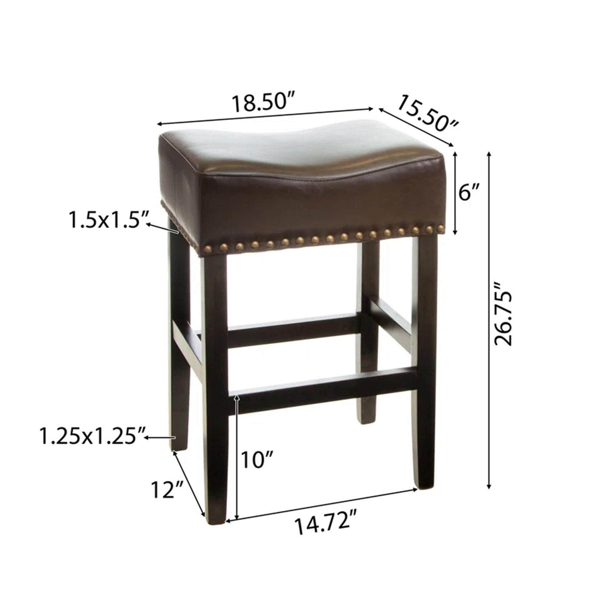 Soltique - Backless Dining Counter Stool With Nailhead Trim (Set of 2) Noble House