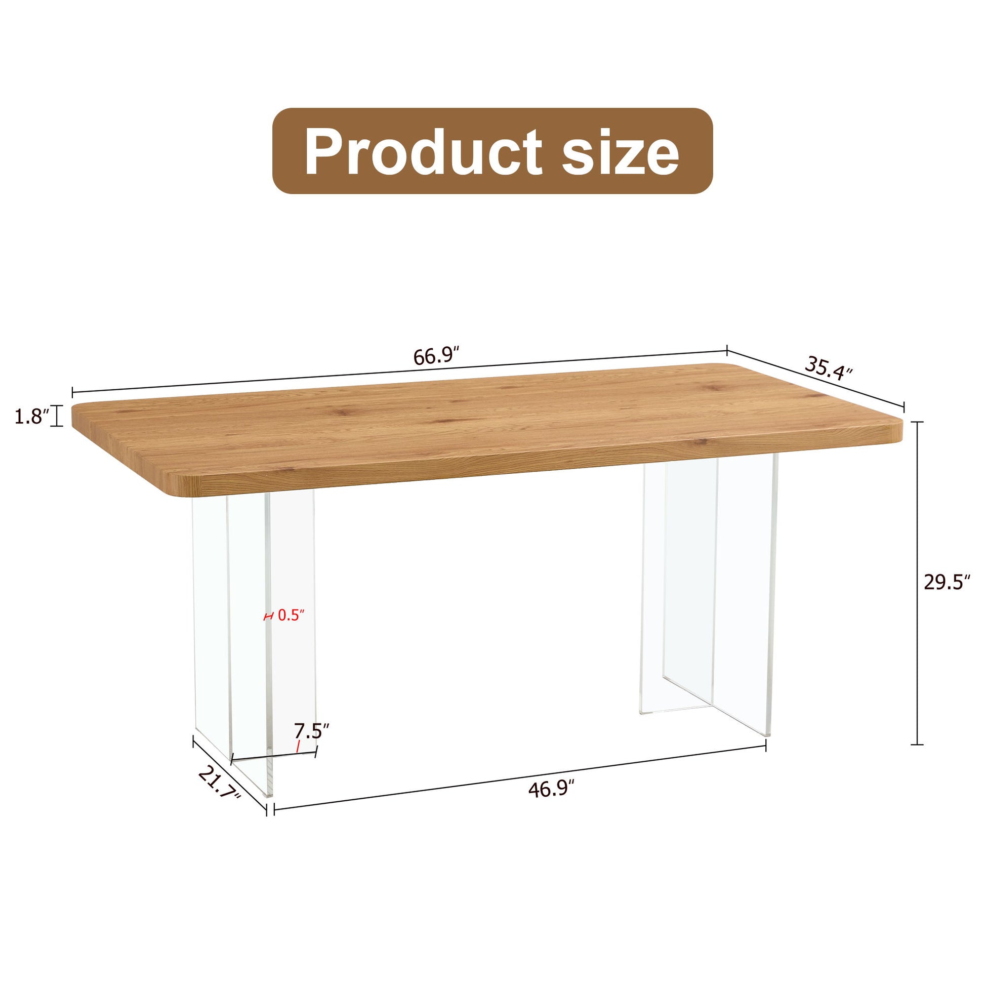 Modern Minimalist Wooden Table With Acrylic Legs Home Essentials