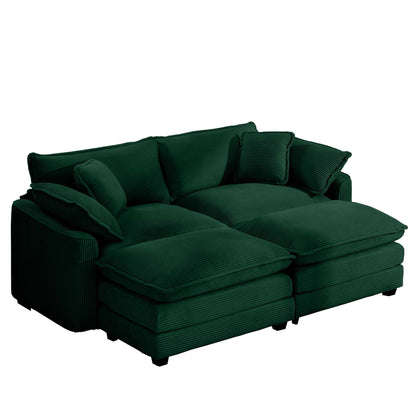 Modern Oversized Modular Cushion Sofa With Ottoman, Low Back, Deep Seating Sofa Set Home Essentials