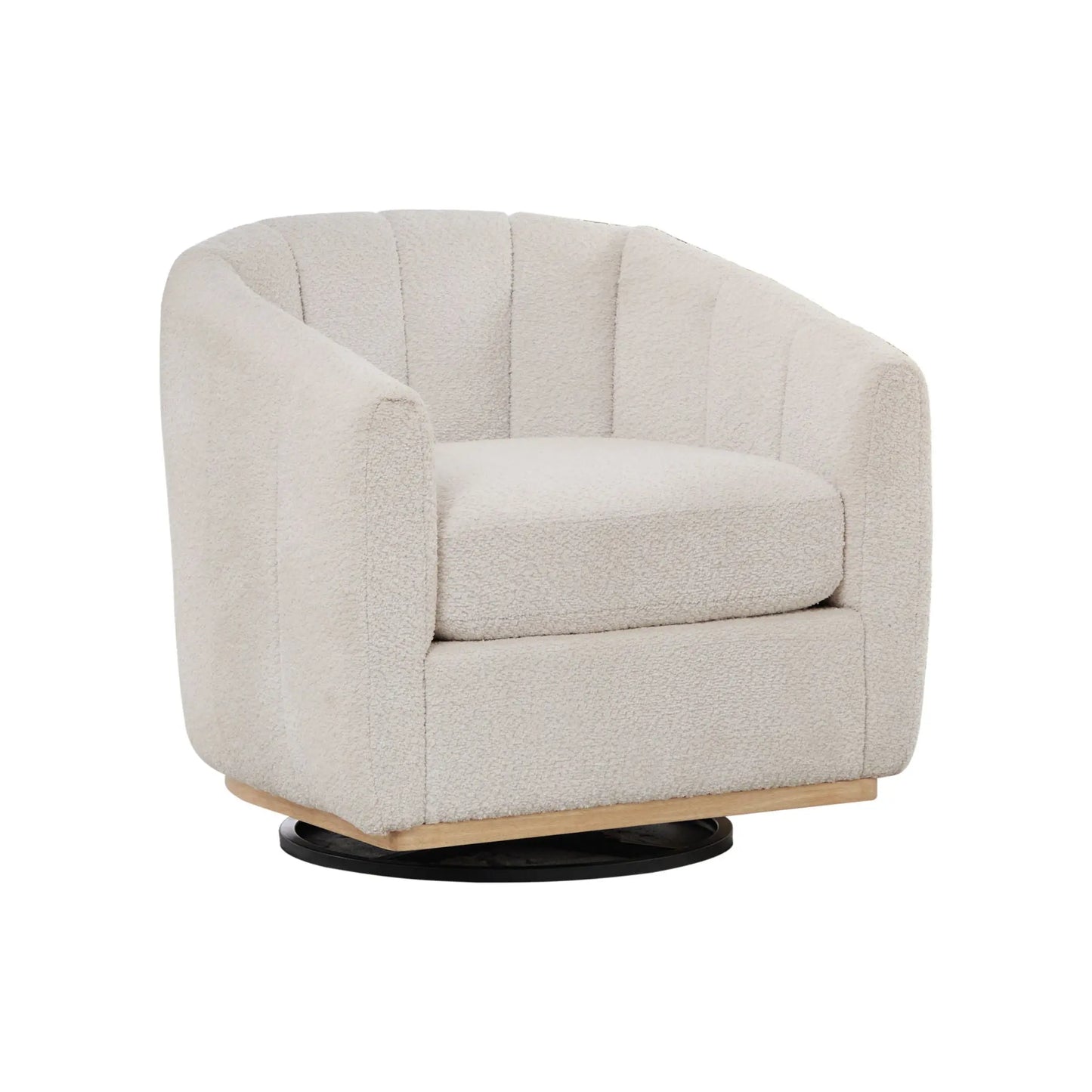 360 Degrees Swivel Upholstered Barrel Armchair For Living Room - Ivory Home Essentials