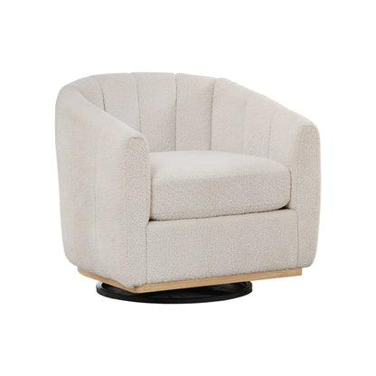 360 Degrees Swivel Upholstered Barrel Armchair For Living Room - Ivory Home Essentials