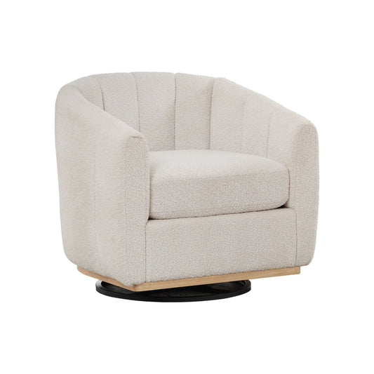 360 Degrees Swivel Upholstered Barrel Armchair For Living Room - Ivory Home Essentials