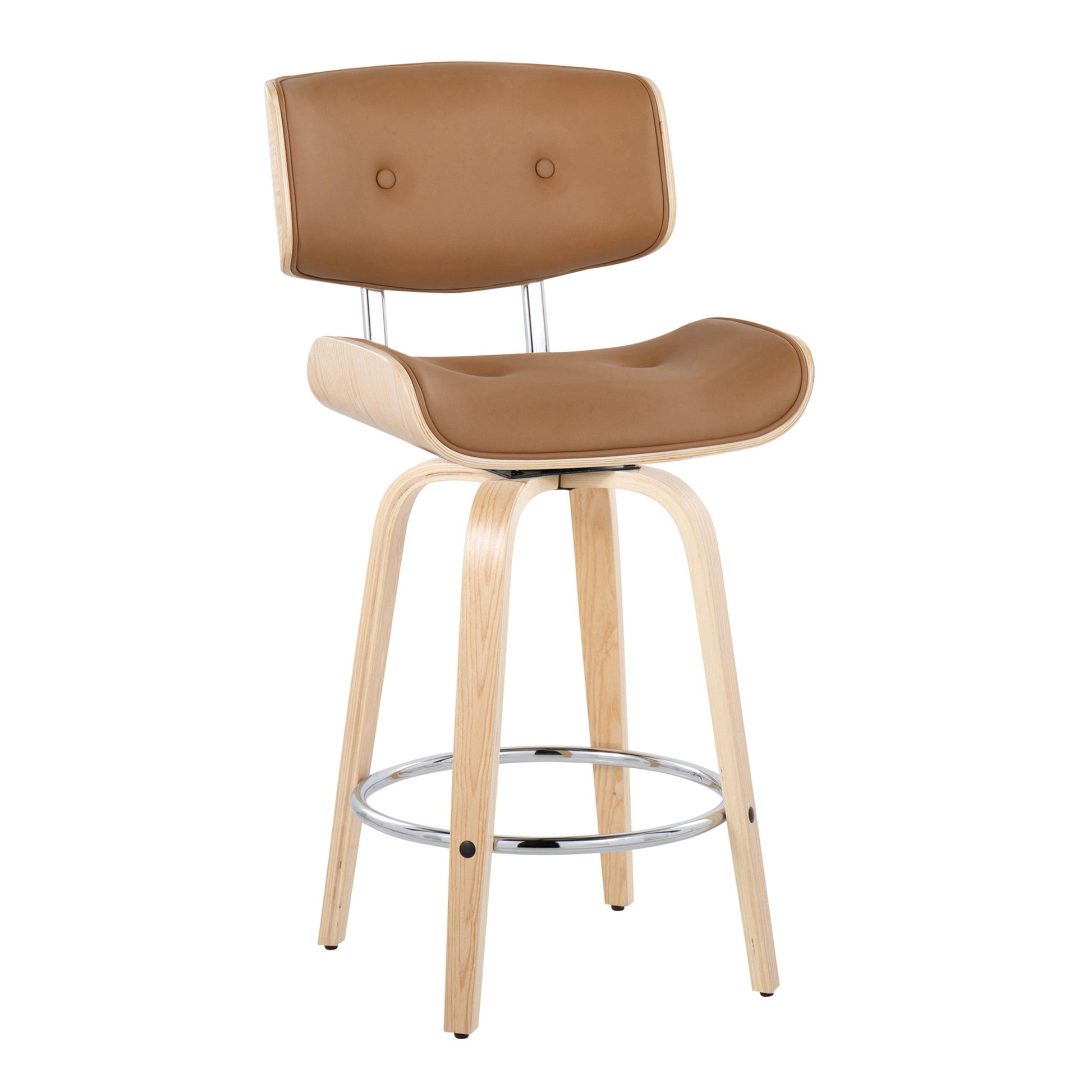 Lombardi - Mid Century Modern Fixed Height Counter Stool With Swivel With Round Footrest (Set of 2) Lumi Source