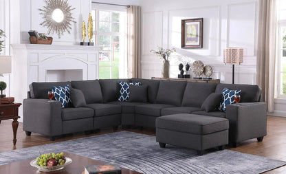 Cooper - Comfort Sectional Sofa With Ottomans And Cupholder Lilola Home