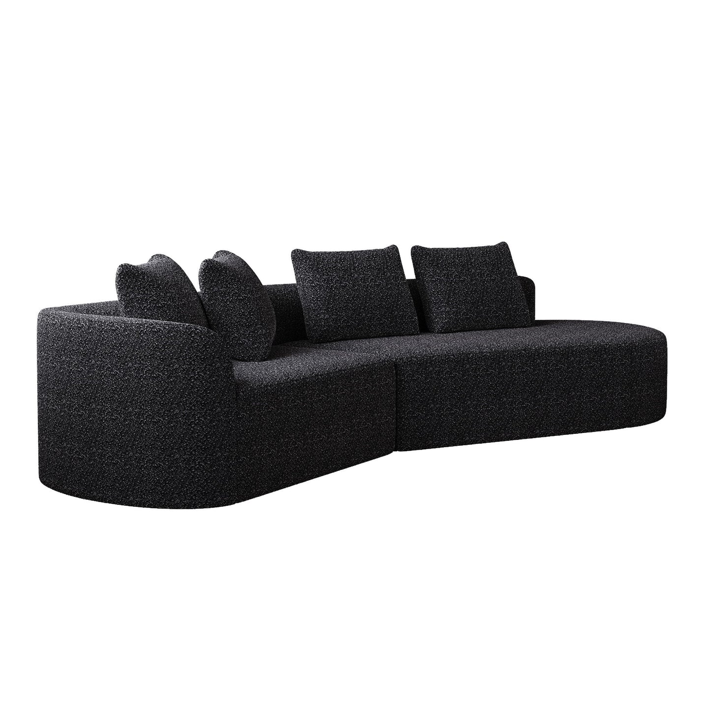 Upholstered Oversized Sectional Sofa, 4 Seater Extra Deep & Wide Curved Cloud Couch With 4 Throw Pillows For Living Room - Black Home Essentials
