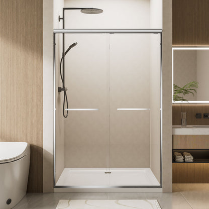 Aluminum Frame Double Double Soft Close Shower Door, Tempered Glass And Dual Stainless Steel Handles Daily Nest