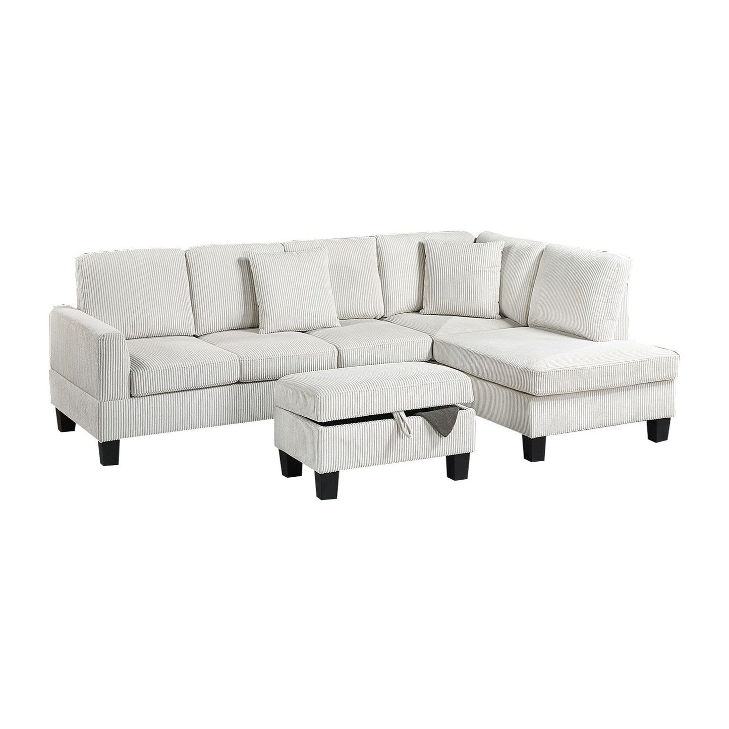Sectional Sofa With Storage Ottoman And Pillows Home Essentials