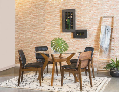 Paxton - Round Glass Top Wood Dining Table - Nutmeg Coaster Fine Furniture