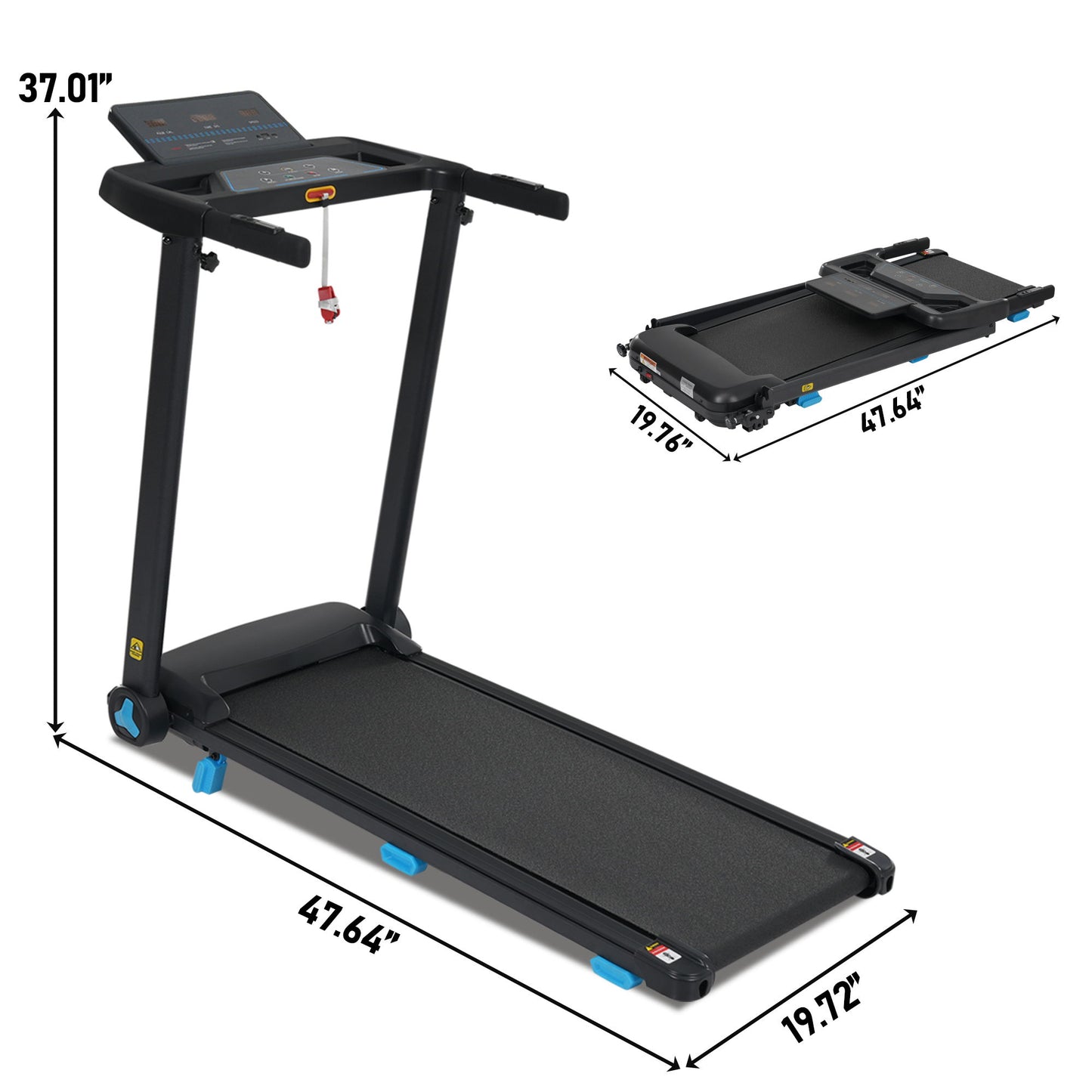Folding Treadmills For Home Small, 3.0Hp Portable, 10Mph Walking Pad With Incline, Bluetooth, Heart Rate Sensors, Charge Station - Black Daily Nest