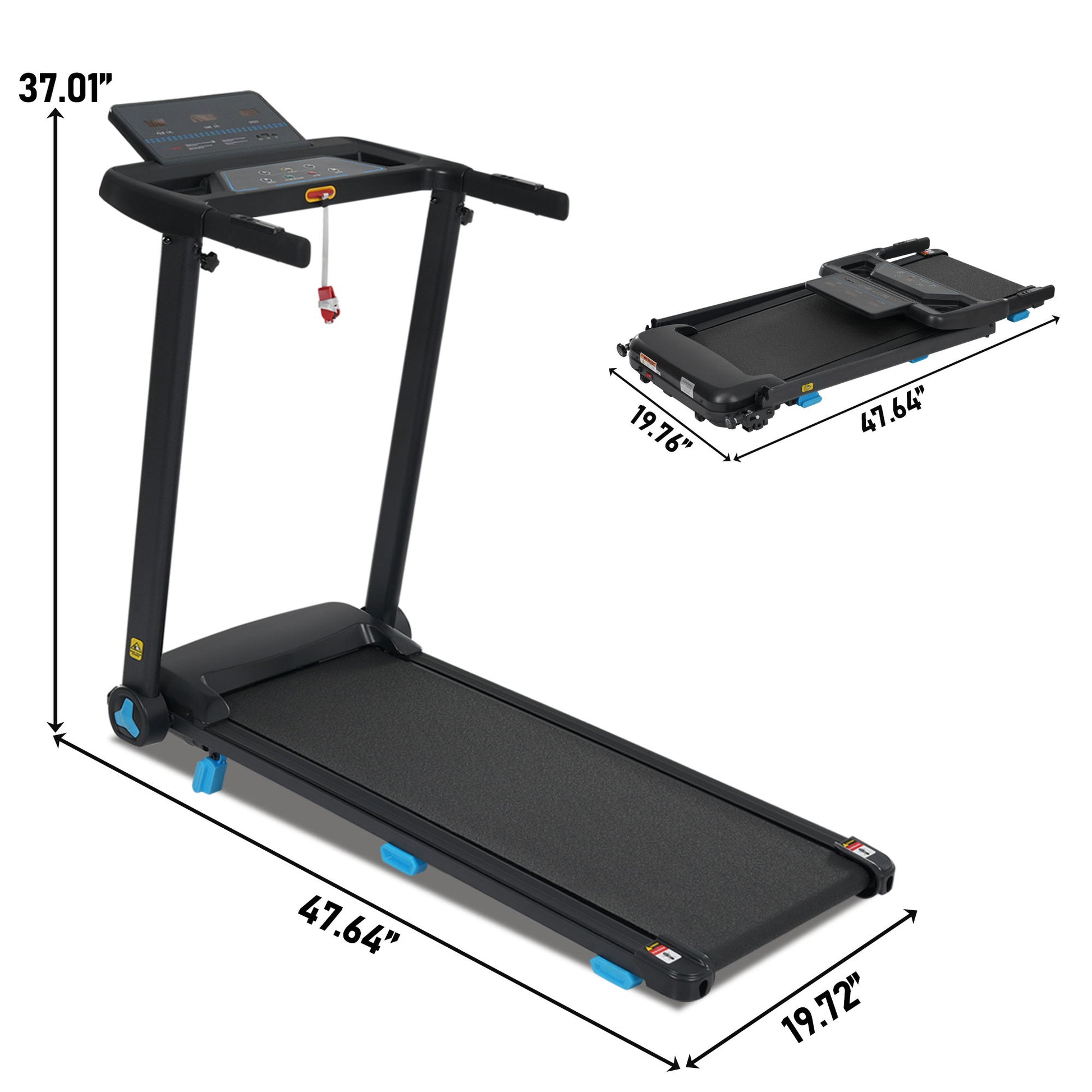 Folding Treadmills For Home Small, 3.0Hp Portable, 10Mph Walking Pad With Incline, Bluetooth, Heart Rate Sensors, Charge Station - Black Daily Nest