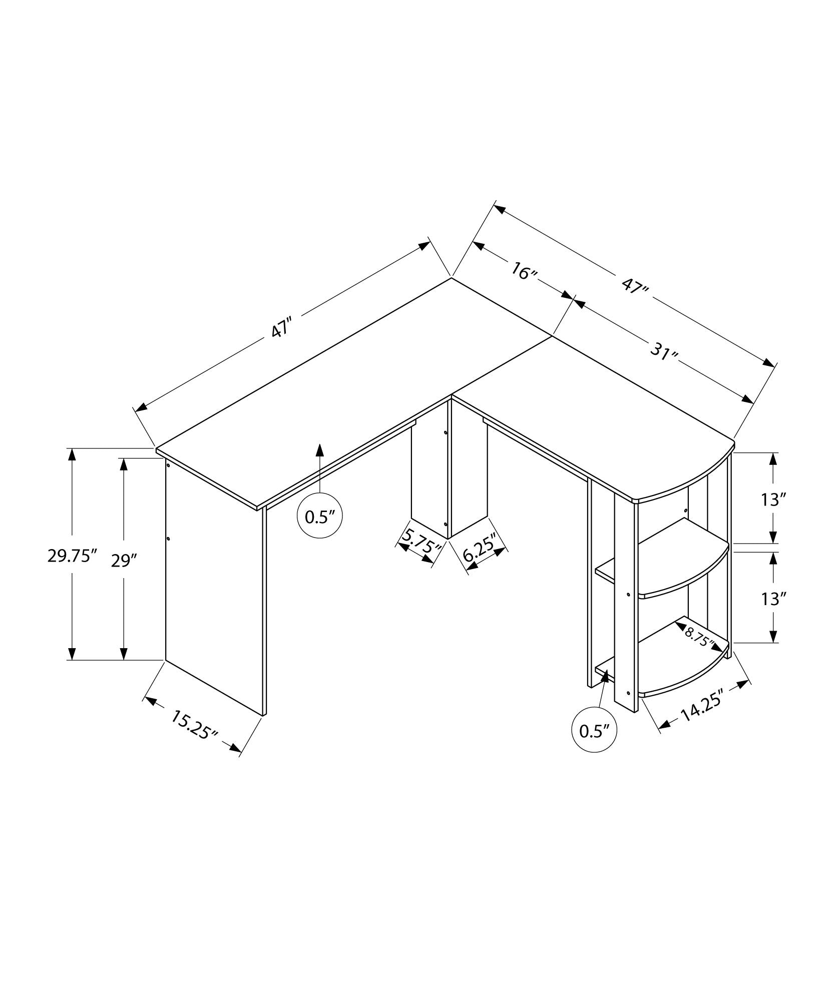 Computer Desk, Home Office, Corner, Storage Shelves, L Shape, Laptop, Contemporary & Modern 8th Street