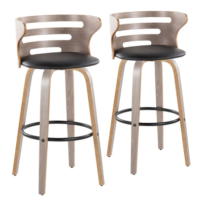 Cosini - Mid Century Modern Fixed Height, Barstool & Swivel And Round Footrest (Set of 2) Lumi Source