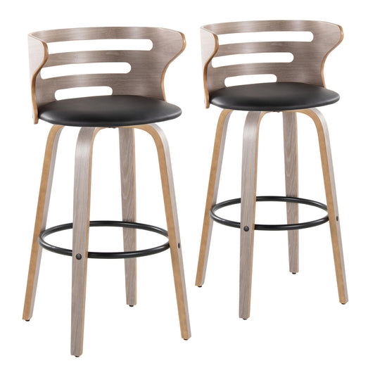 Cosini - Mid Century Modern Fixed Height, Barstool & Swivel And Round Footrest (Set of 2) Lumi Source