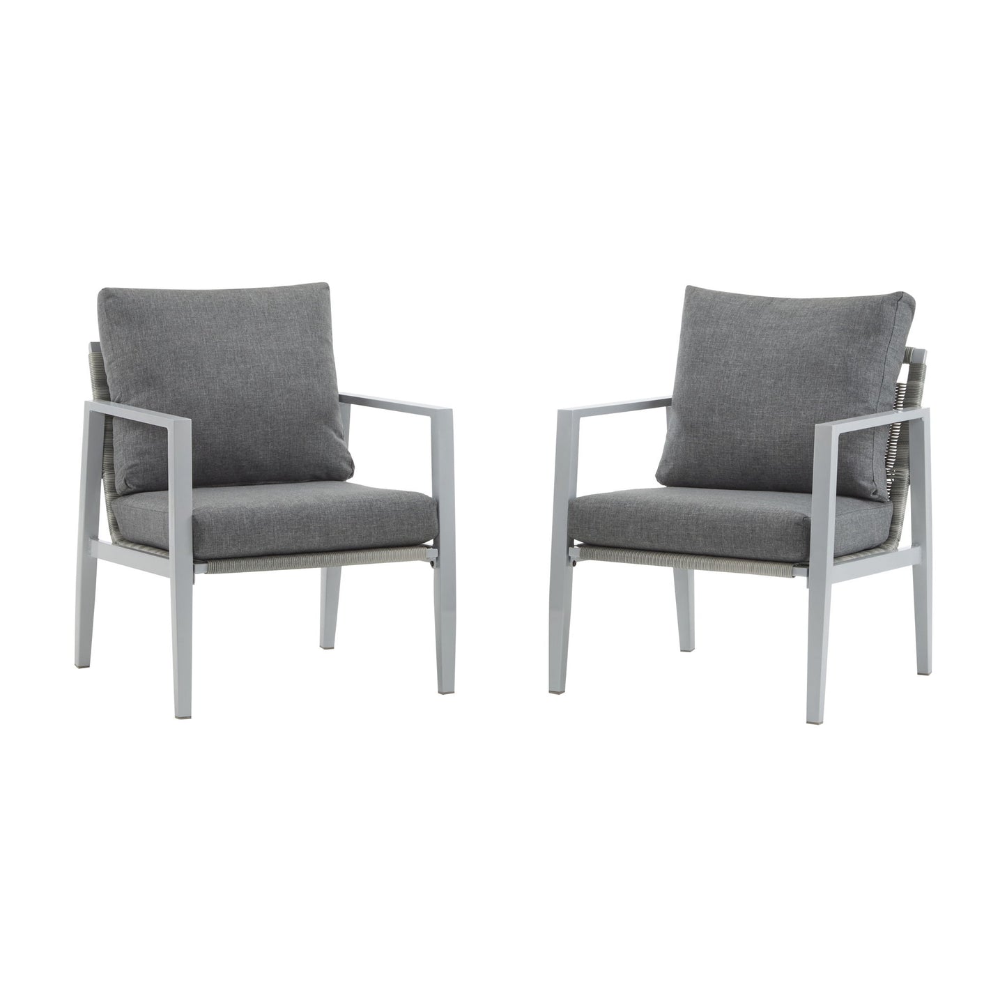 Modern Lounge Chair With Rope Accents And Cushions Noble House