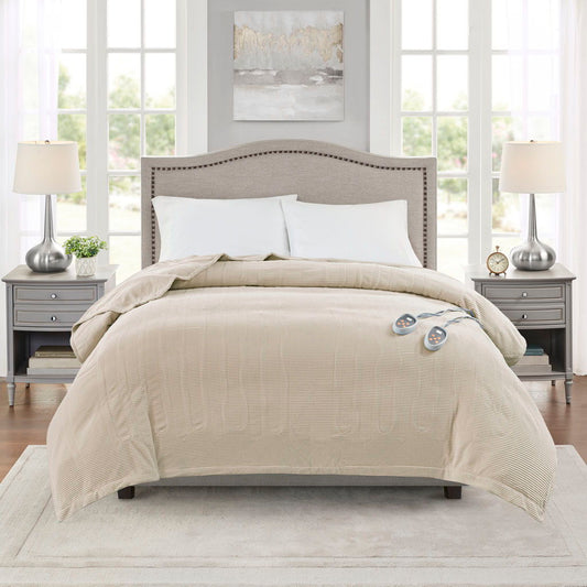Electric Micro Fleece - Queen Heated Blanket - Beige Beautyrest