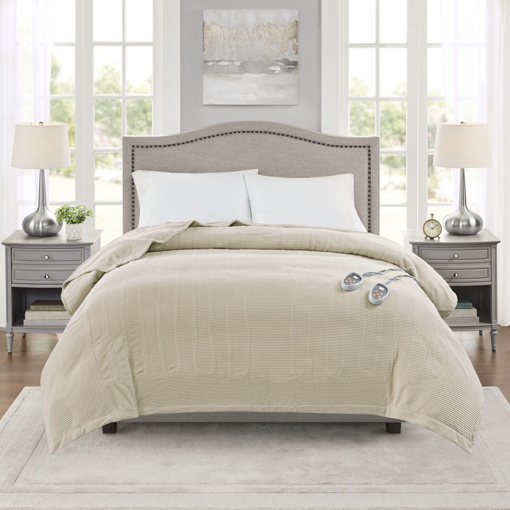 Electric Micro Fleece - King Heated Blanket - Beige Beautyrest