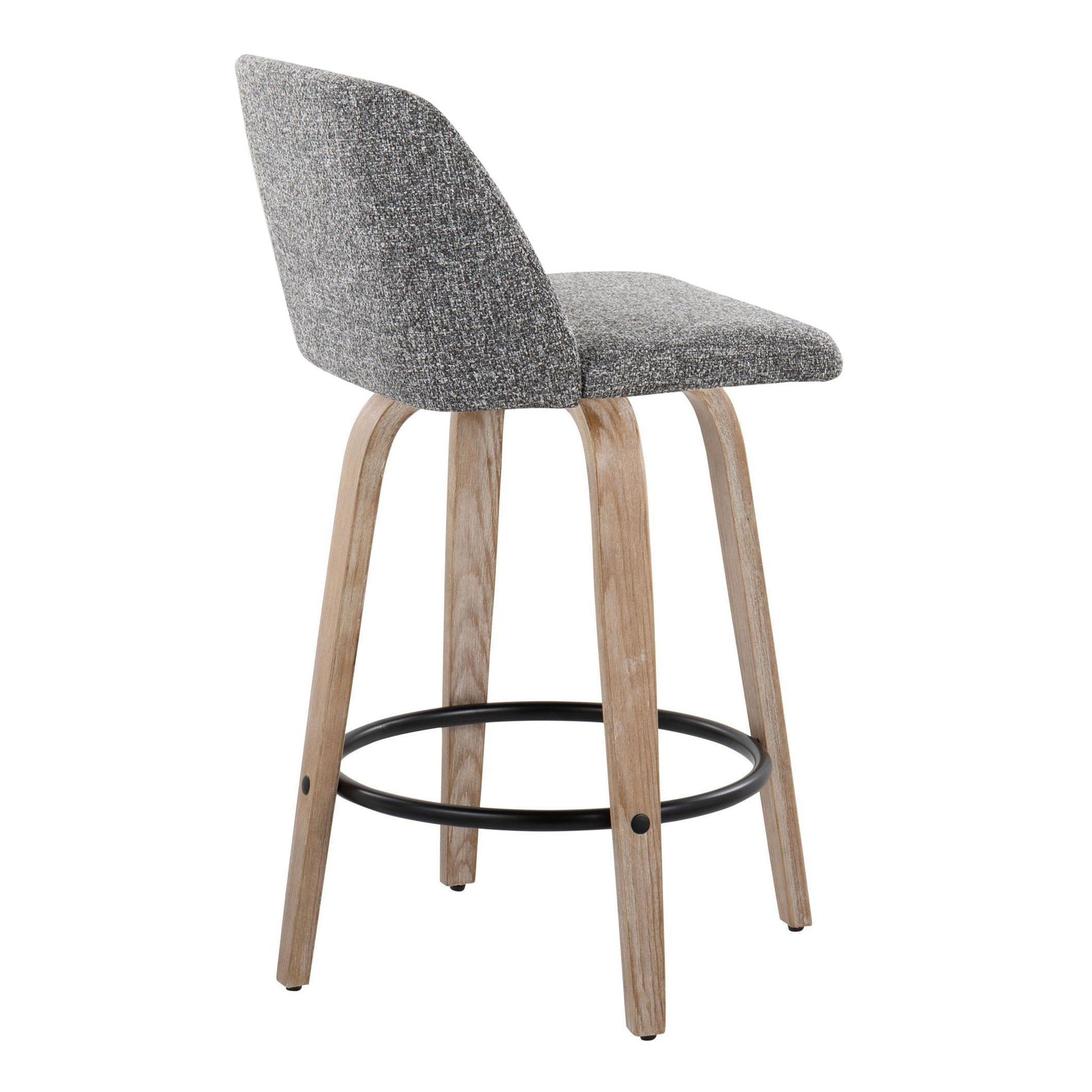 Toriano - Contemporary Fixed-Height Counter Stool & Swivel With Round Footrest (Set of 2) Lumi Source