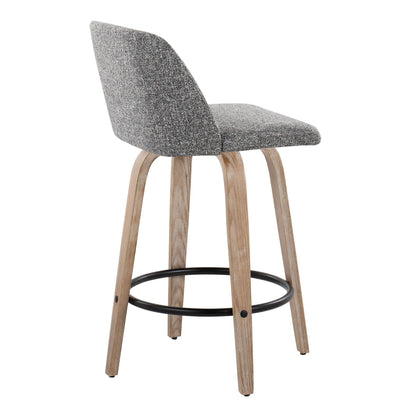 Toriano - Contemporary Fixed-Height Counter Stool & Swivel With Round Footrest (Set of 2) Lumi Source