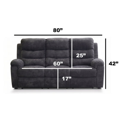 3 Seater Manual Recliner Sofa With 150° Recline, 2 Adjustable Side Seats, Extended Footrest, Oversized Seating For Living Room - Dark Gray Home Essentials