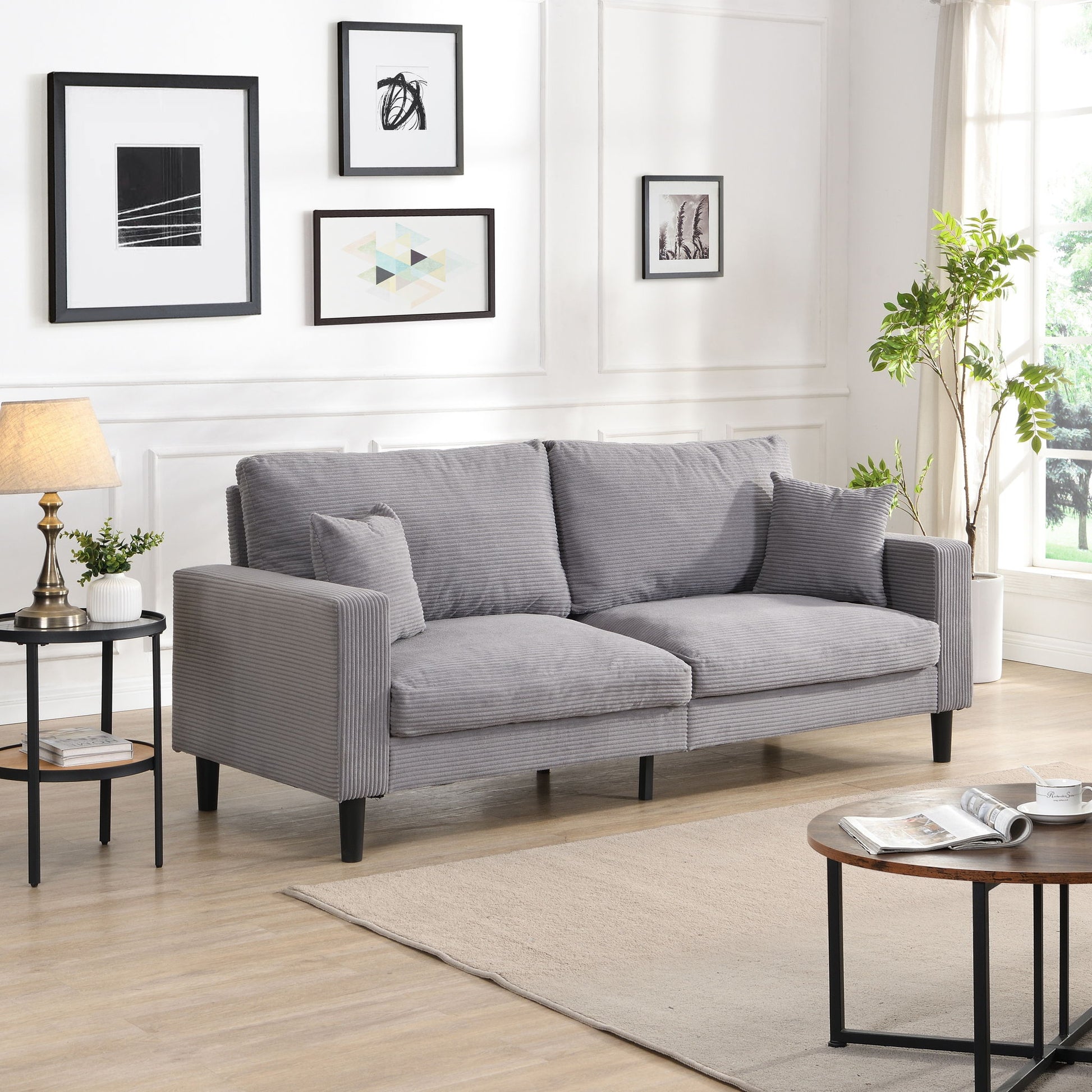 Modern Upholstered 3 Seat Sofa, High Resilience Home Essentials