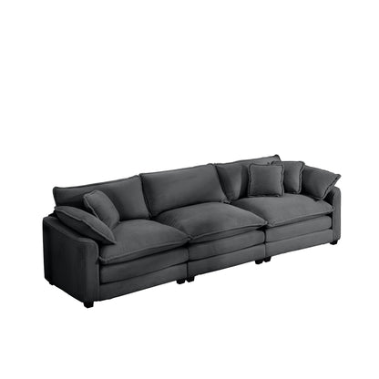 Mid-Century Modern 3 Seater Sectional Sofa With Arm And Throw Pillows Home Essentials