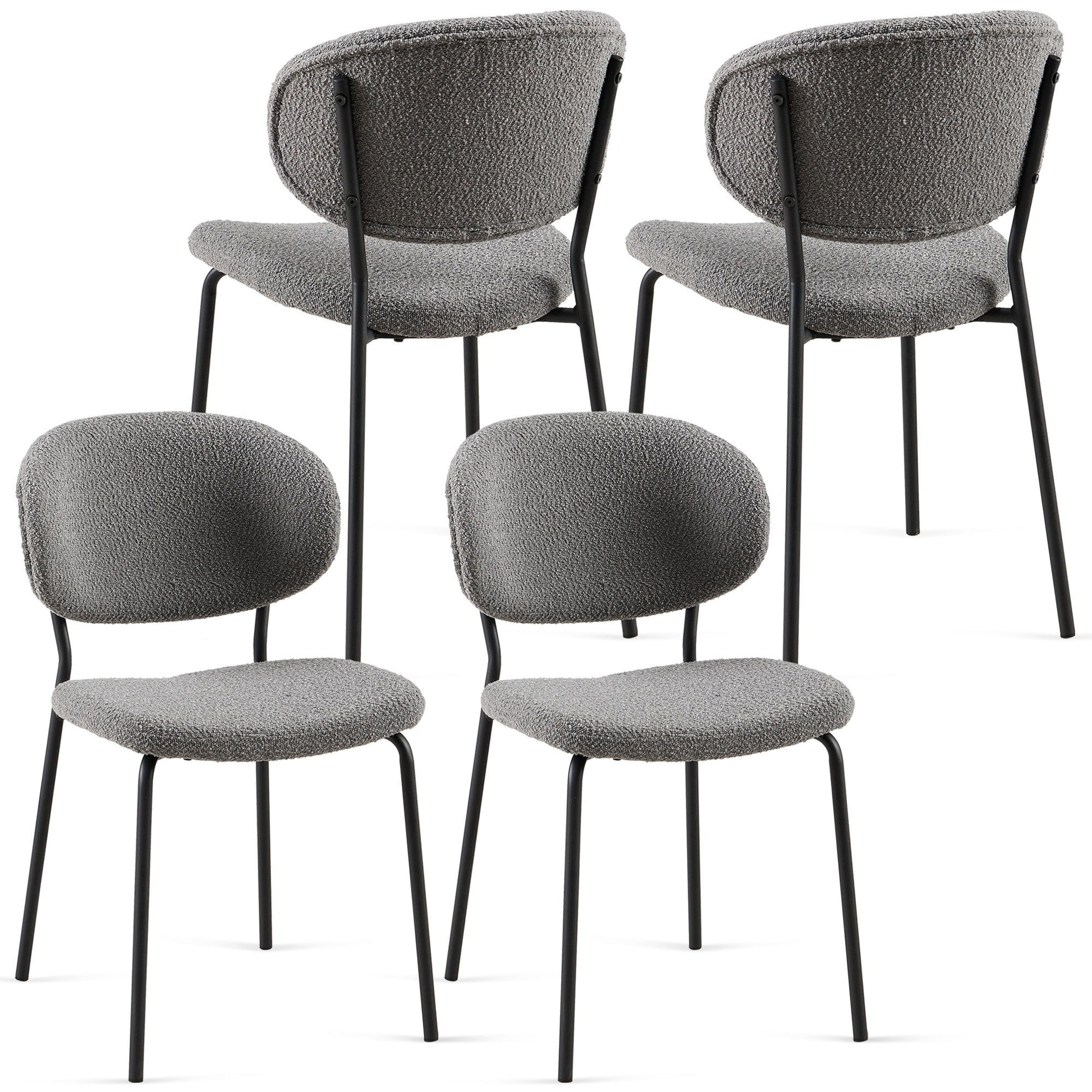 Boucle Dining Chairs, Dining Chairs With Metal Legs For Dining Room, Kitchen, Living Room Home Essentials