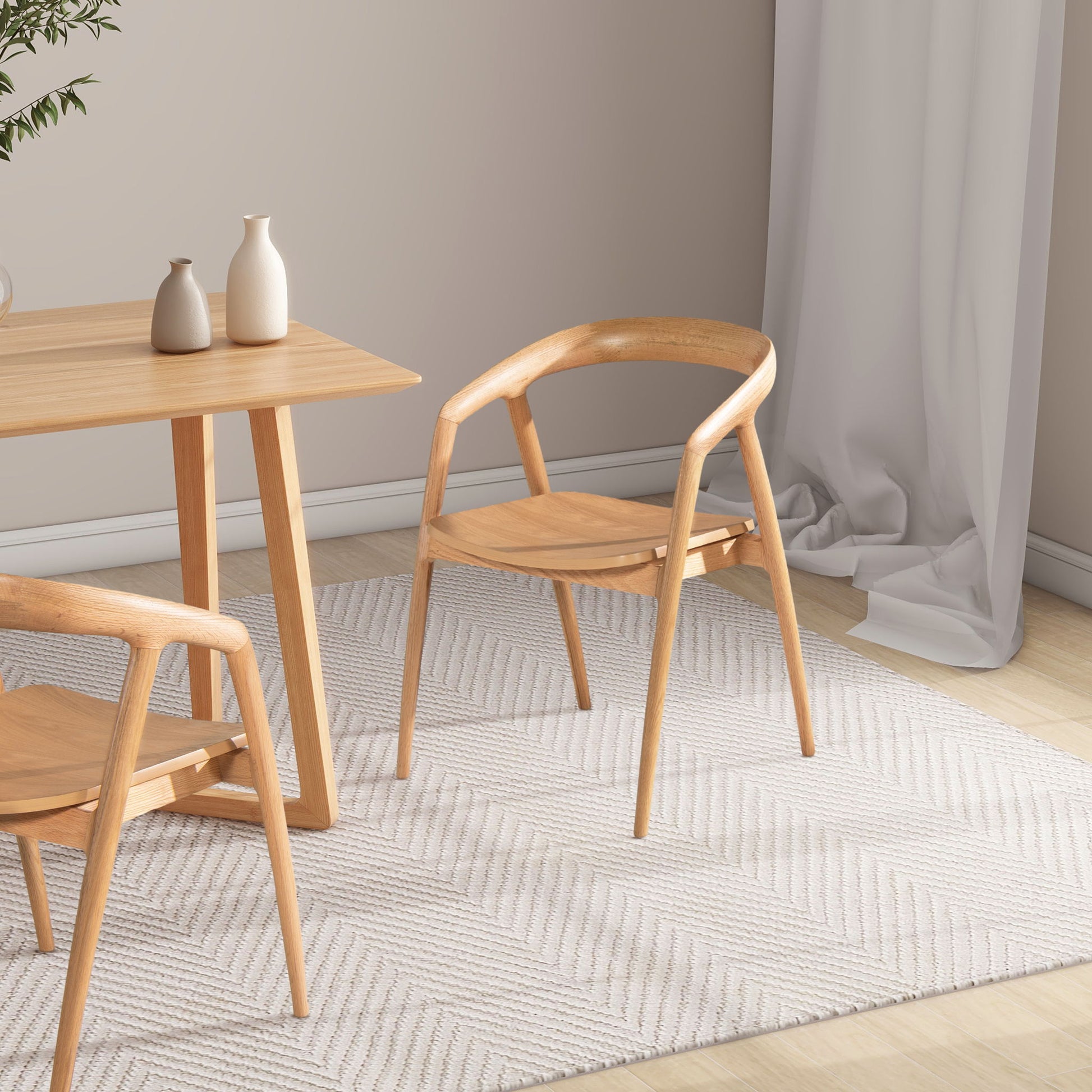 Simeon - Scandinavian Sculpted Dining Chair - Warm Natural Brown Jennifer Taylor Home