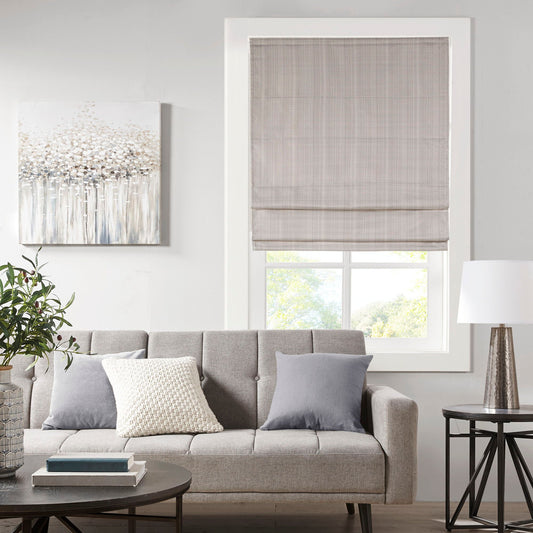 Galen - 31" Basketweave Room Darkening Cordless Roman Shade - Taupe Madison Park