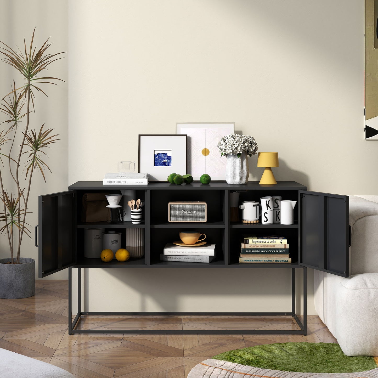 Modern Sideboard Buffet With Plenty Of Storage Space, Anti-Tilt Mechanism, Elegant Handles, Silent Magnetic Closure And Eco-Friendly Finish For Kitchen, Dining Room And Living Room