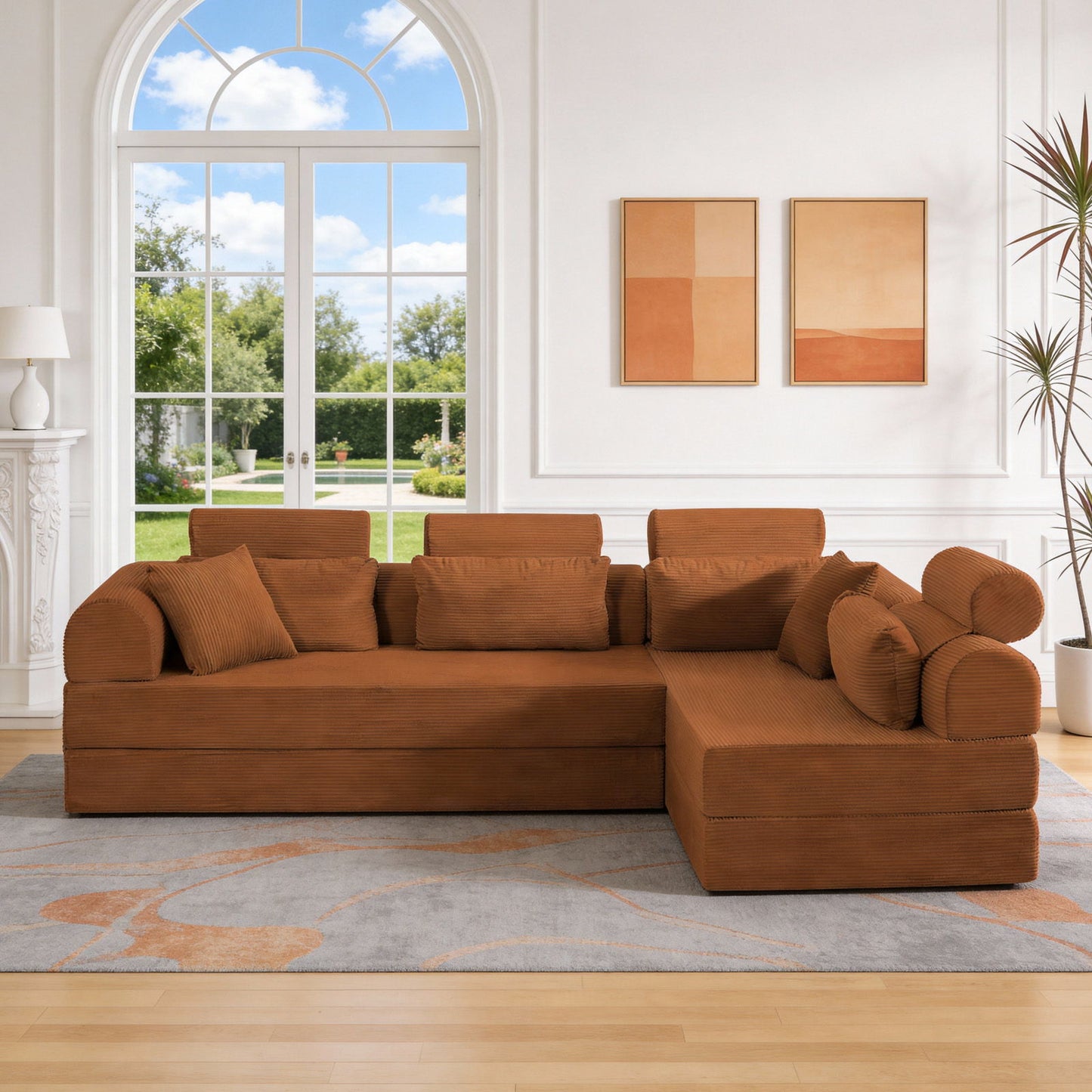 Modern L-Shape Modular Sectional Sofa, Compressed Design Home Essentials