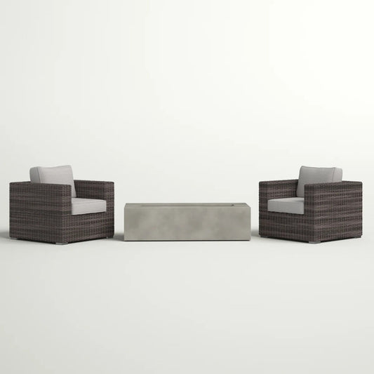 Outdoor Rattan Wicker Seating Set With Cushions 2 Person Patio Furniture - Espresso / Gray LSI Patio Furniture