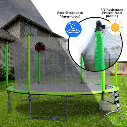 16Ft Trampoline With Basketball Hoop Pump And Ladder (Inner Safety Enclosure) With Soccer Goal Daily Nest