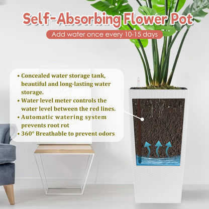 Large Self Watering Flower Pot With Drainage Holes & Inner Tray Daily Nest