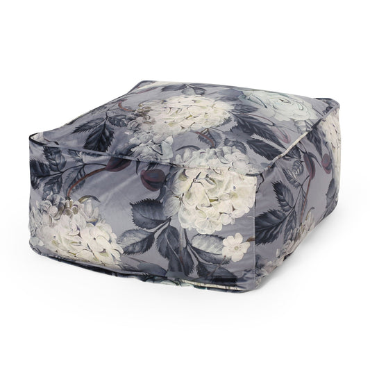 Hazel - Large Square Pouf With Flower Print Home Essentials