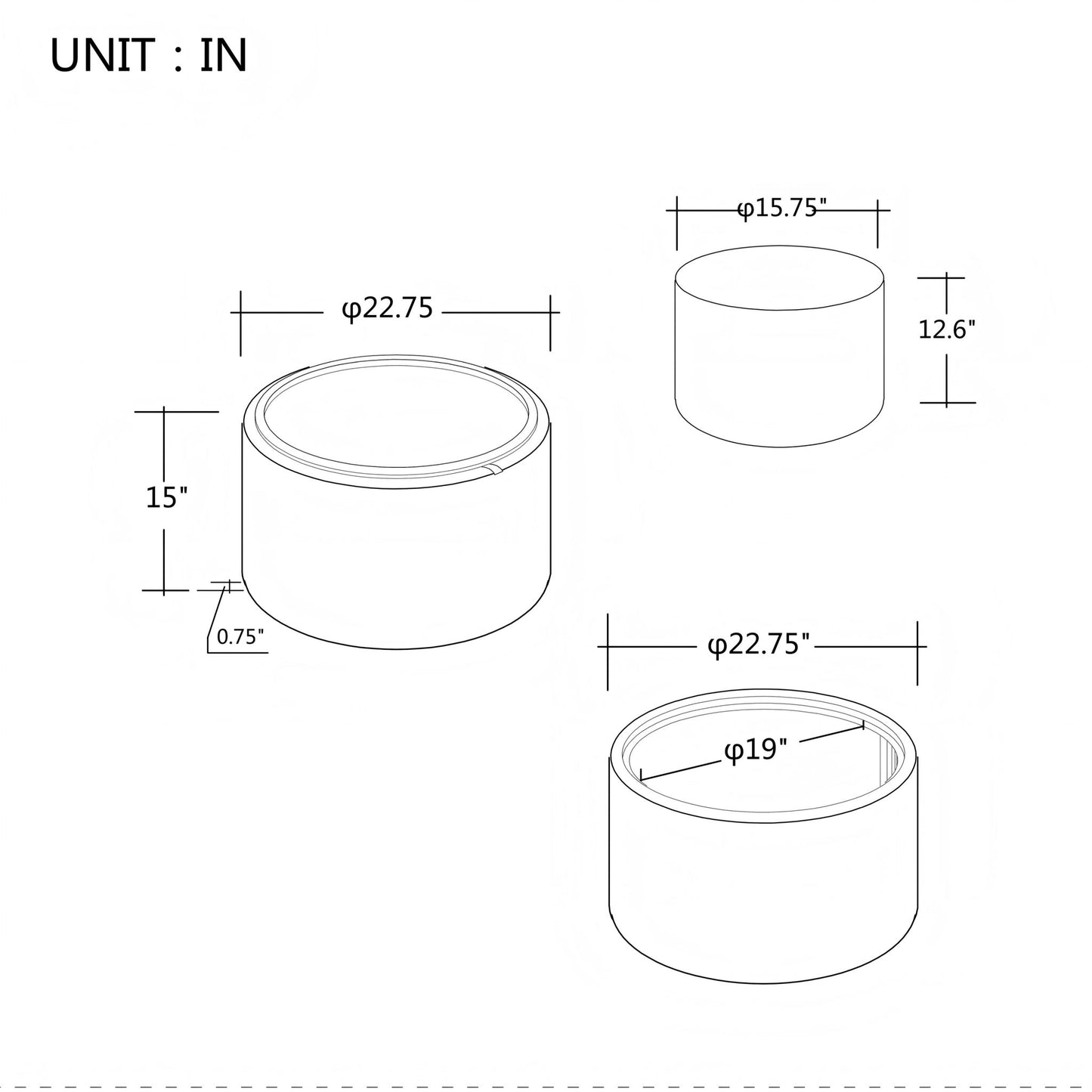 Nesting Ottomans, Round Coffee Table & Bench With Tray (Set of 2) Home Essentials