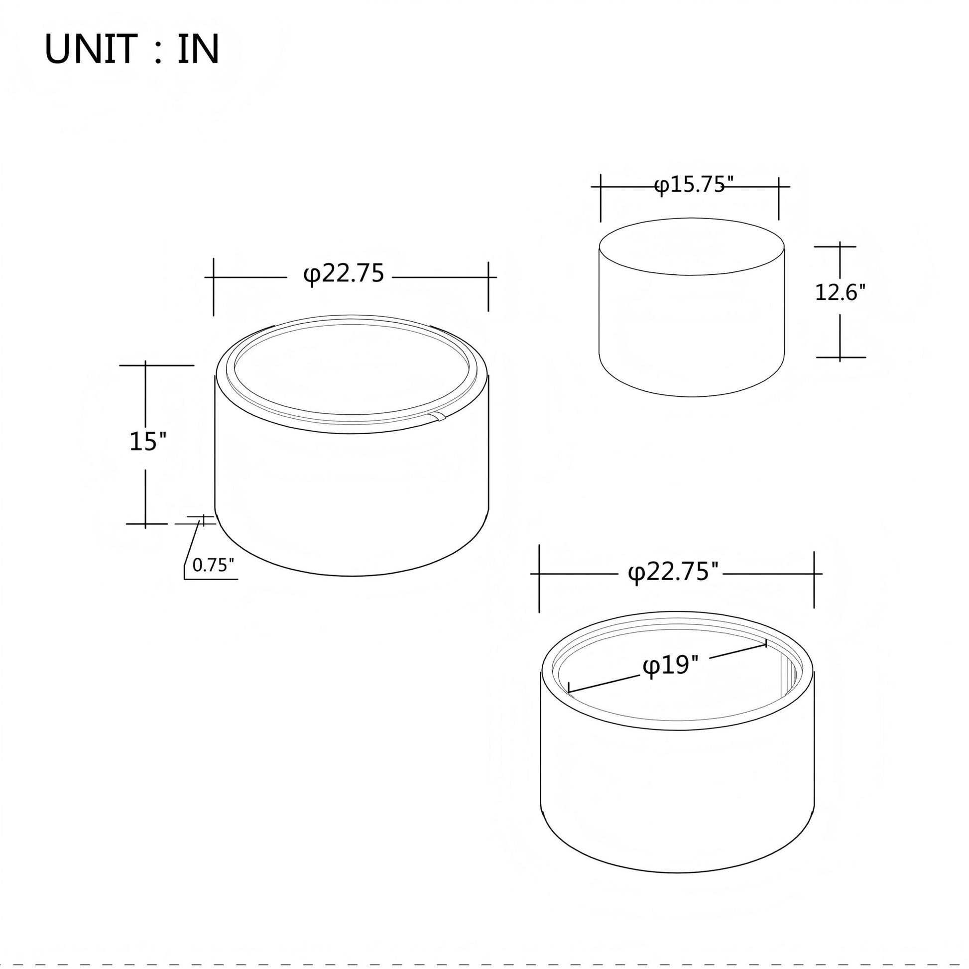 Nesting Ottomans, Round Coffee Table & Bench With Tray (Set of 2) Home Essentials