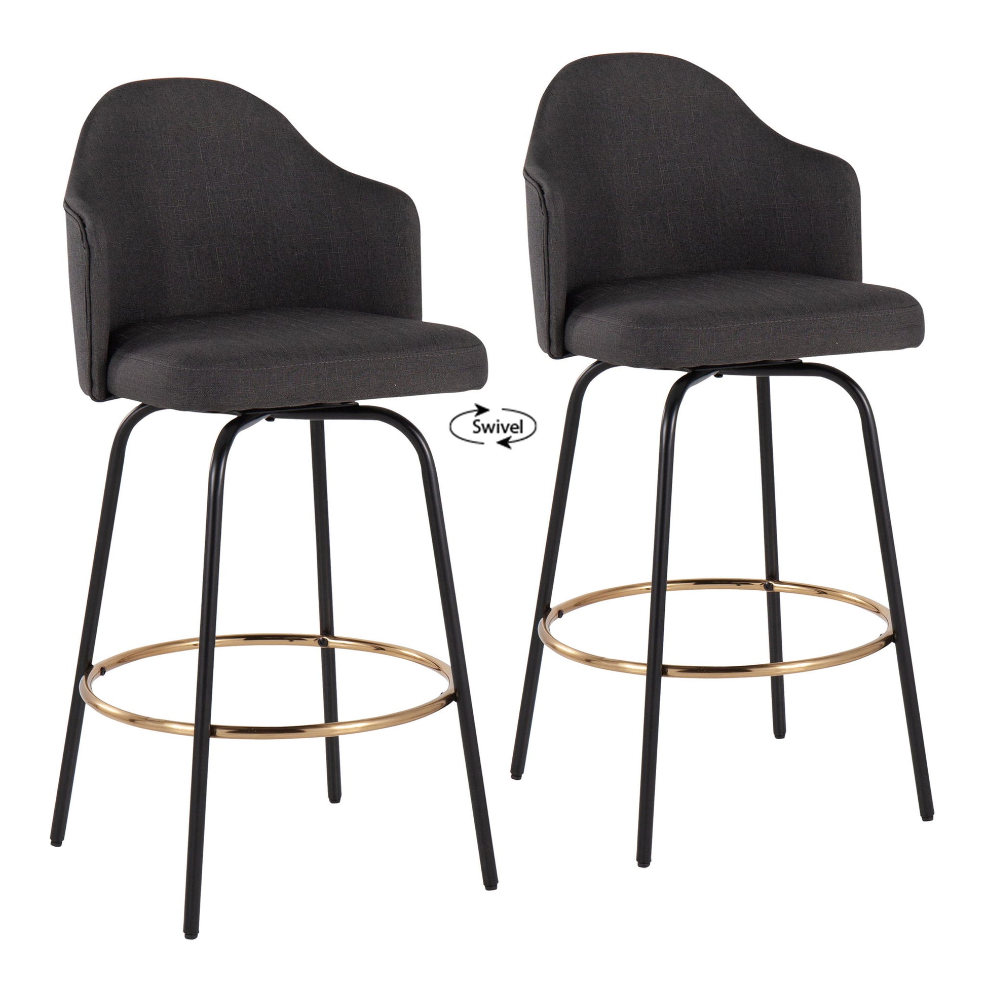 Ahoy - Contemporary Fixed Height Counter Stool Round Footrest (Set of 2) Lumi Source
