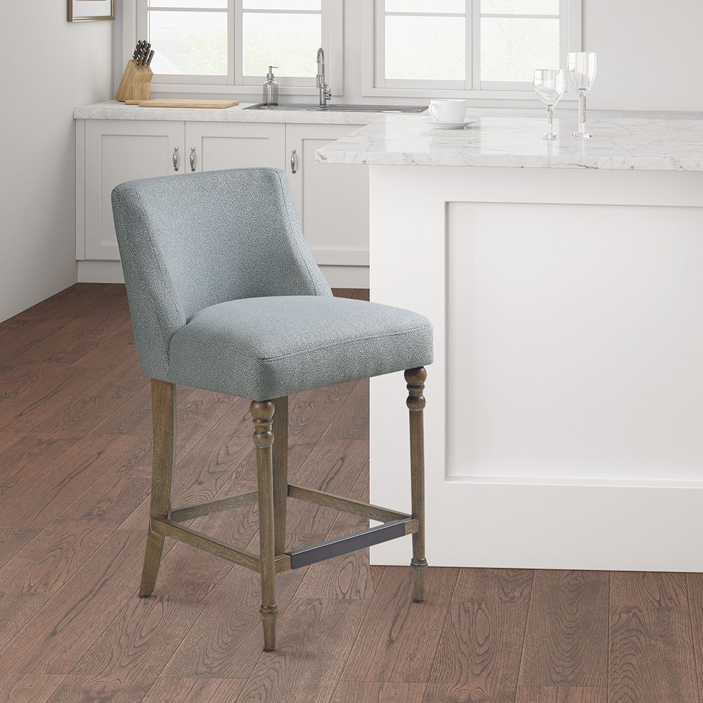 Delaney - 25" Upholstered Counter Stool - Blue Martha Stewart