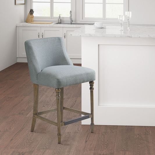Delaney - 25" Upholstered Counter Stool - Blue Martha Stewart