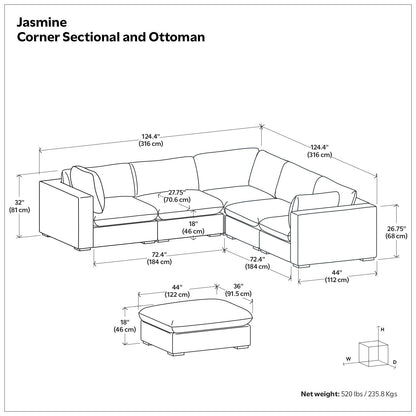 Jasmine - Handcrafted Sofa And Ottoman Simpli-Home