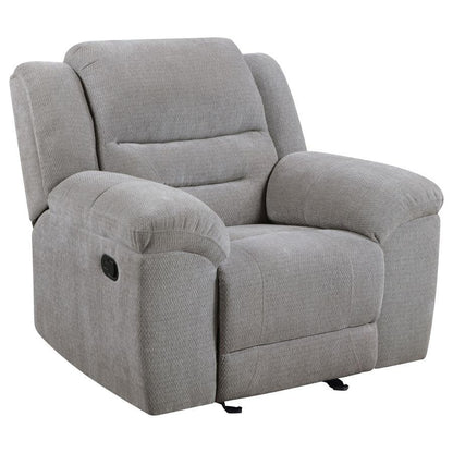Gilson - Chenille Upholstered Reclining Glider Recliner - Gray Coaster Fine Furniture