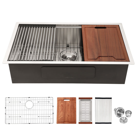 Single Bowl, Undermount Workstation, Kitchen Sink With Accessories Daily Nest