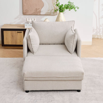 Oversized Deep Seat Accent Chair With Matching Storage Ottoman & Throw Pillows Hearth and Haven