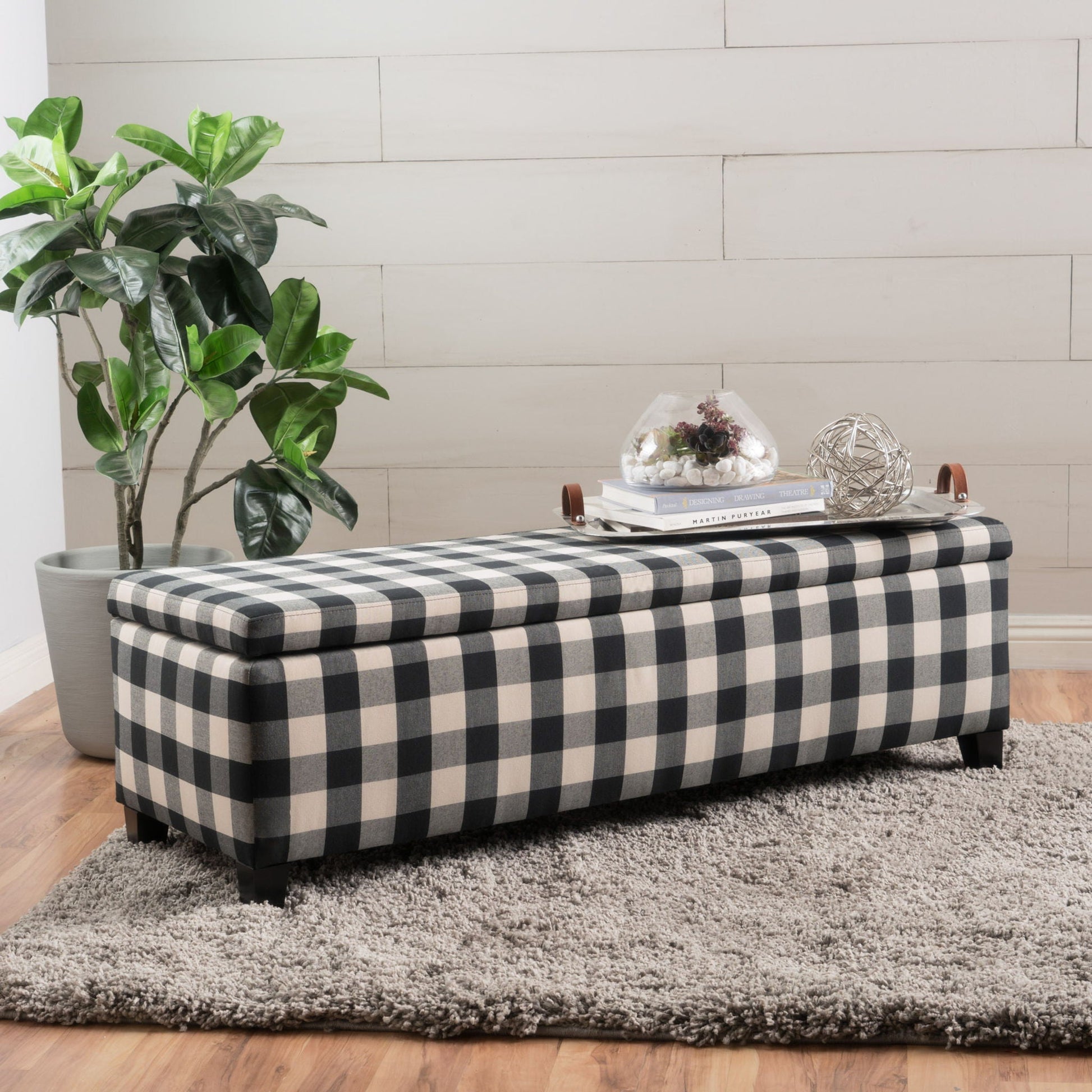 Contemporary Storage Ottoman With Seating And Storage - Black Noble House