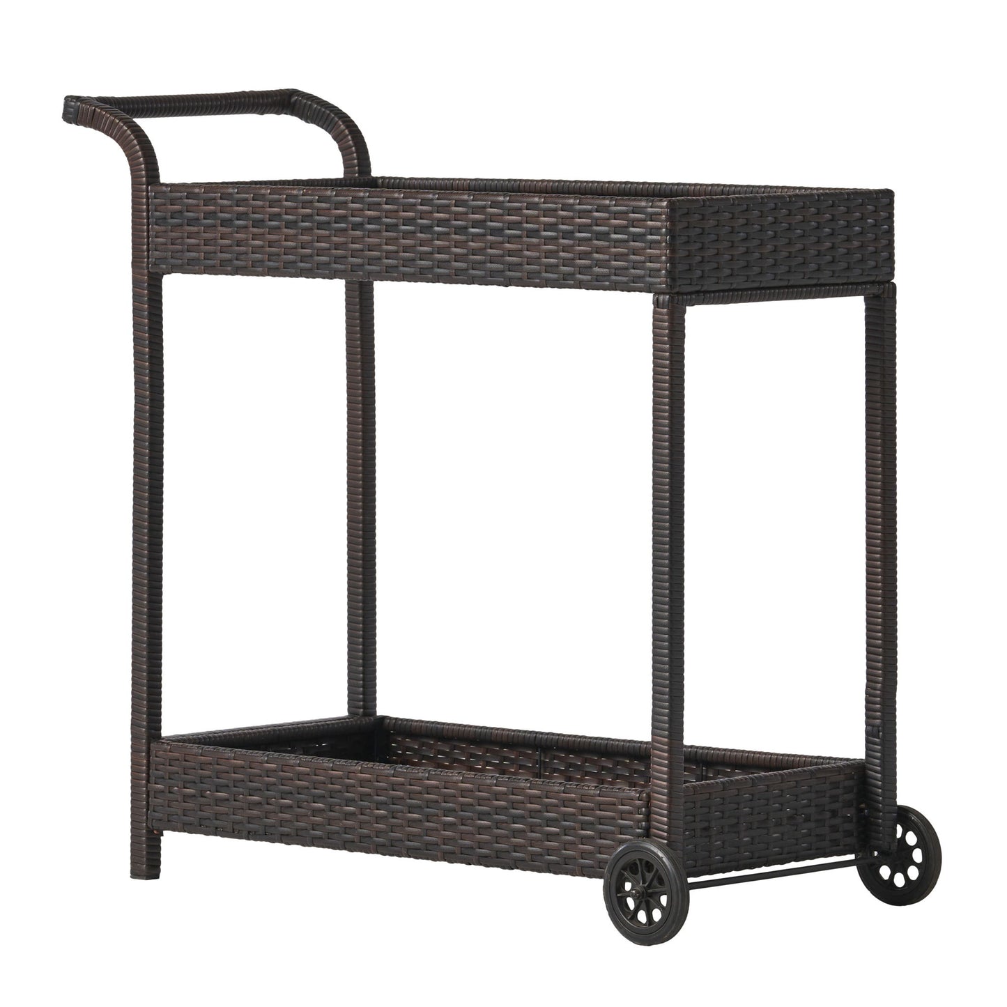 Resin Wicker Bar Cart With Metal Frame - Brown Noble House