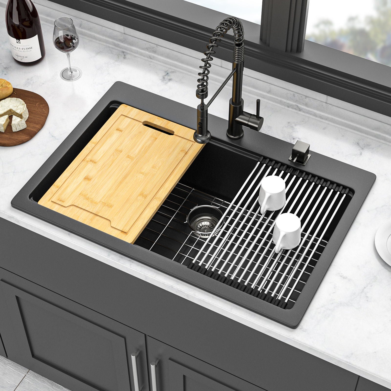 Granite Composite Quartz Kitchen Sink With Workstation Features And Drop In Design Daily Nest